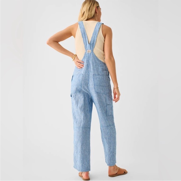 Faherty Pants - Faherty Striped Linen Overalls Size S